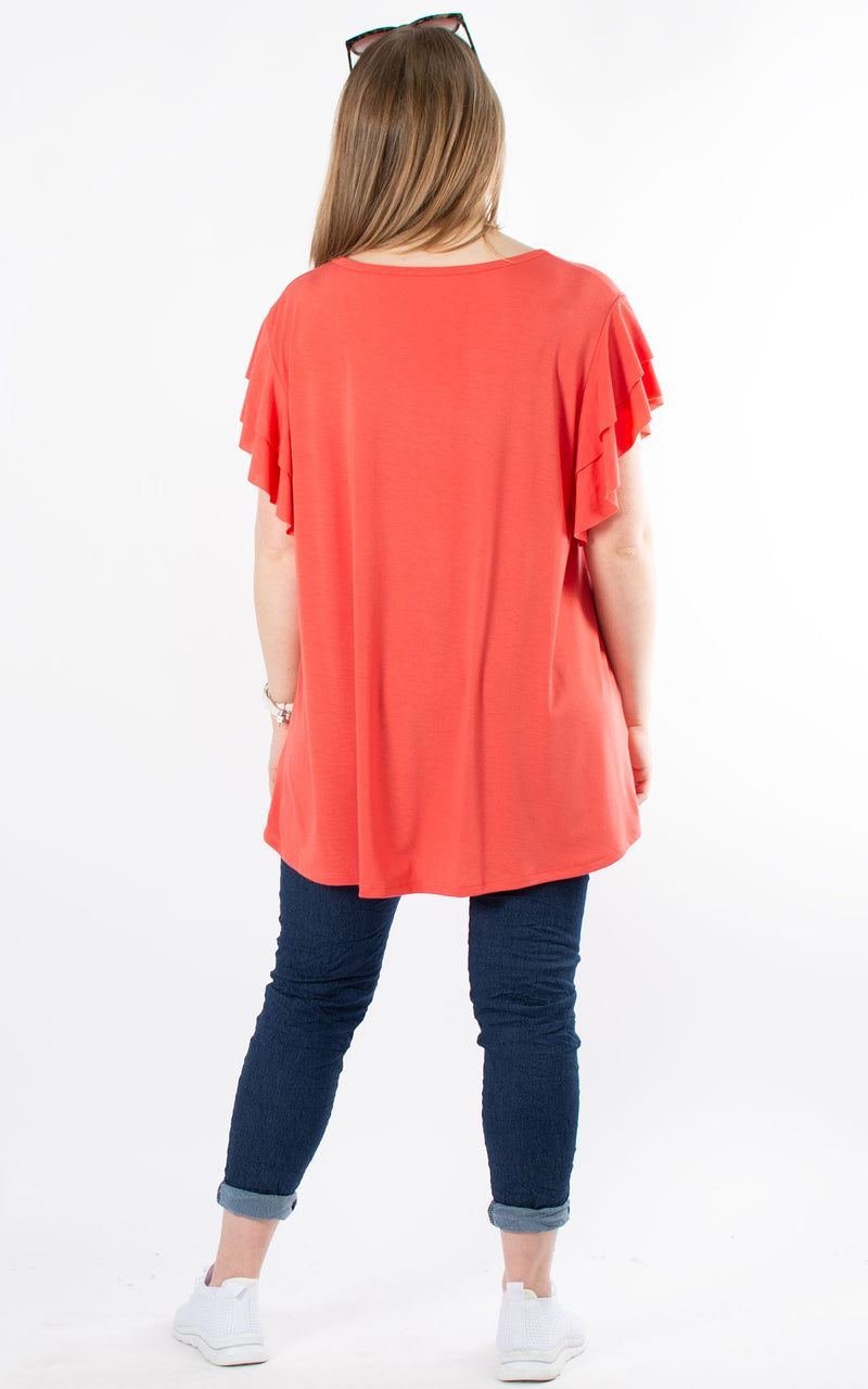 Millie Frill T-Shirt | Coral