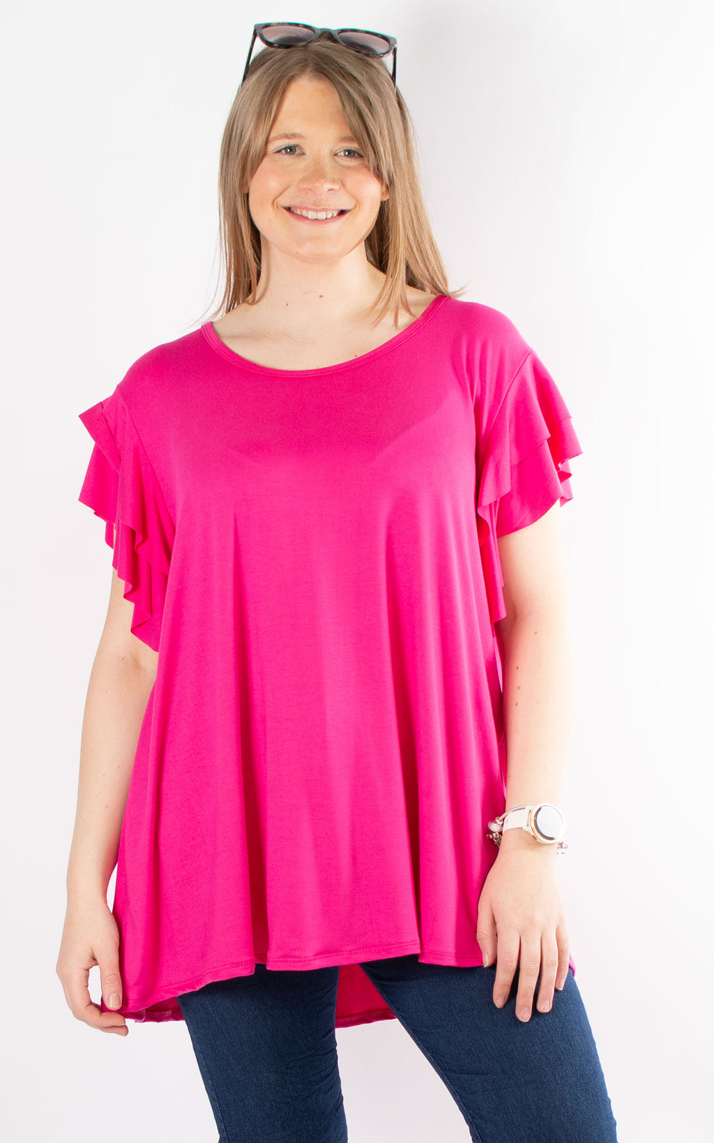 Millie Frill T-Shirt | Hot Pink