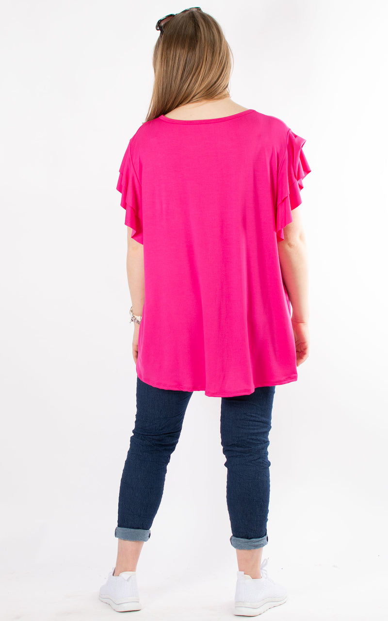 Millie Frill T-Shirt | Hot Pink