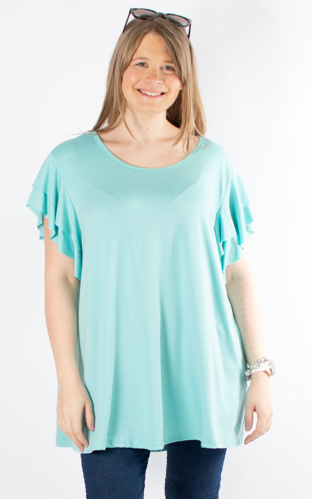 Millie Frill T-Shirt | Turquoise