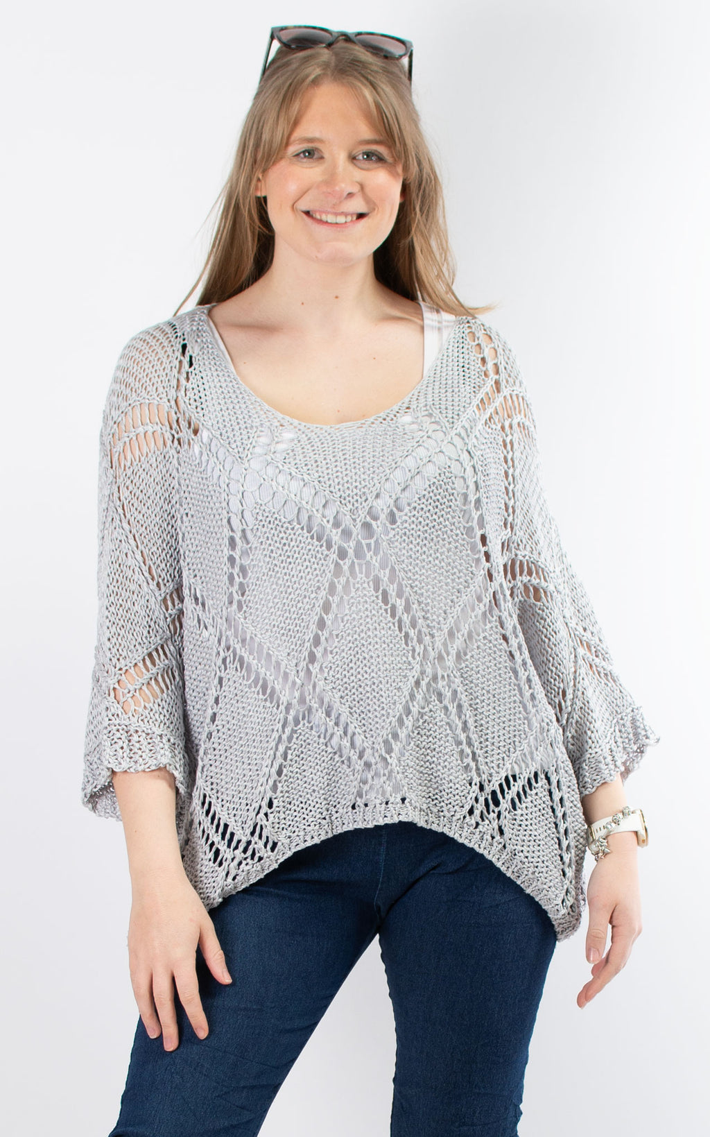 Tatiana Crochet Top | Light Grey