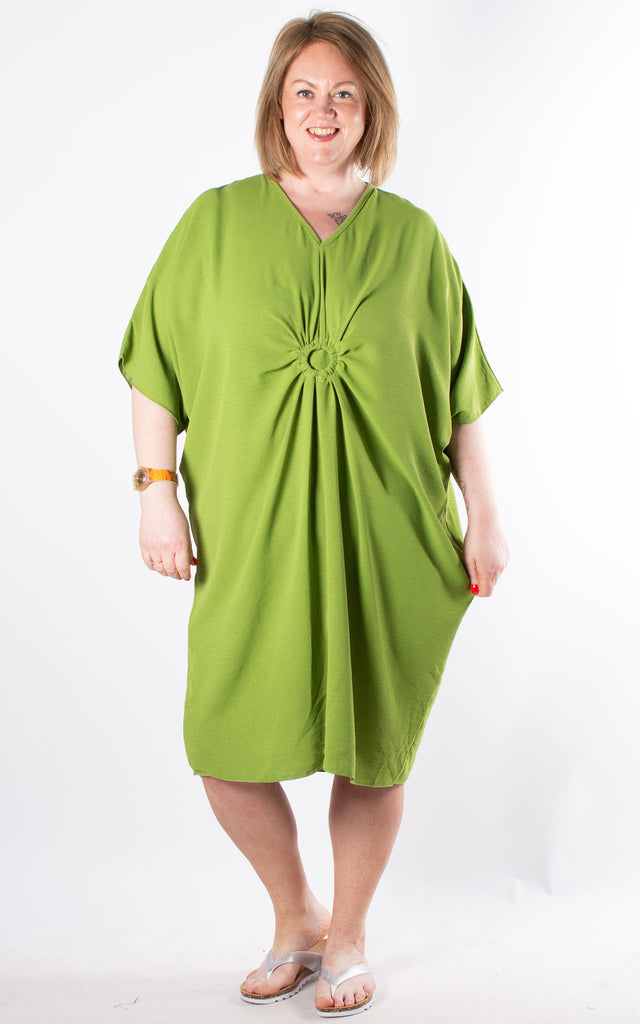 Whoopi Ring Knot Dress | Moss Green
