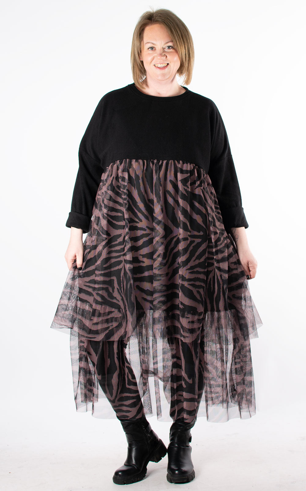 Animal Print Mesh Dress