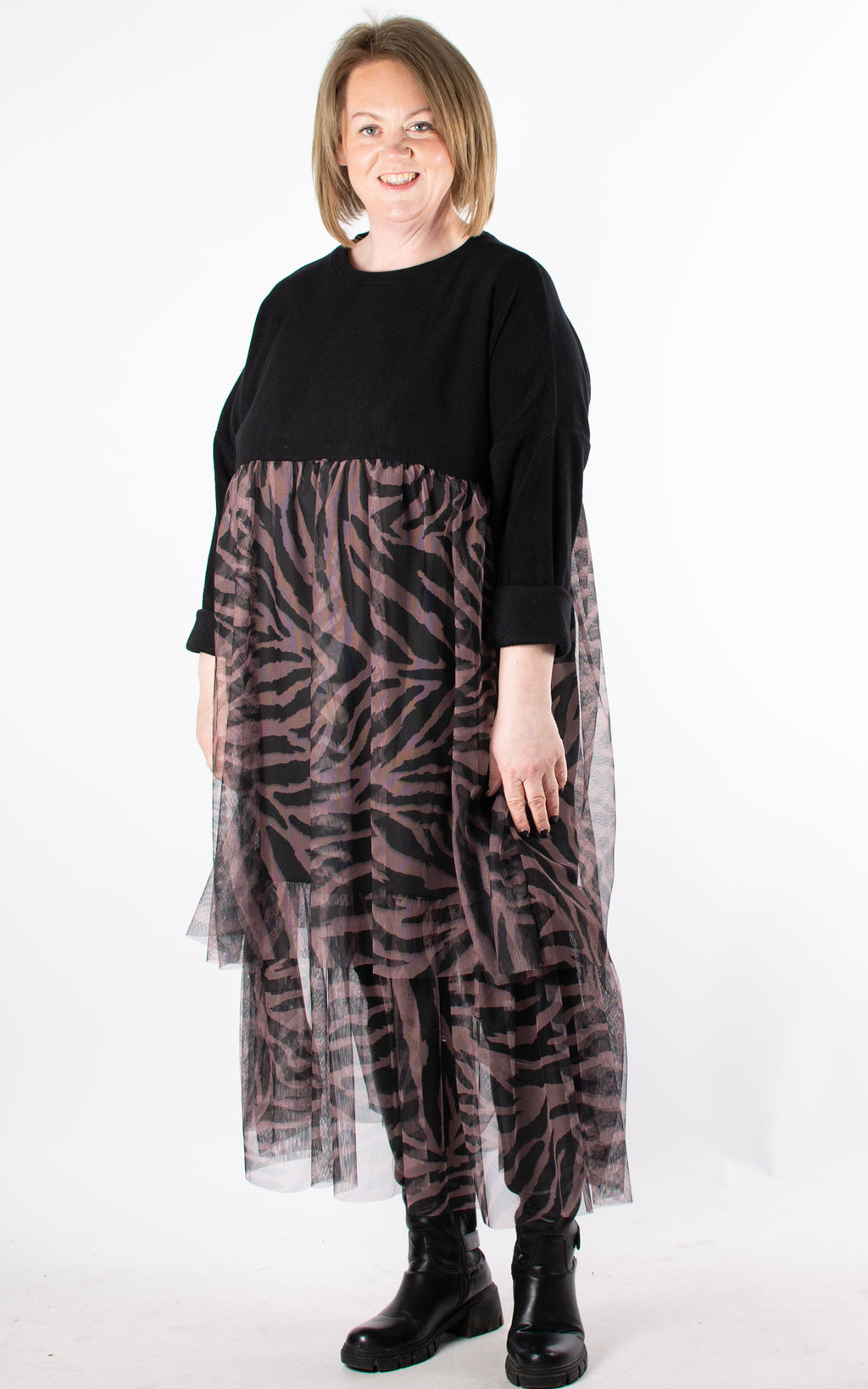 Animal Print Mesh Dress