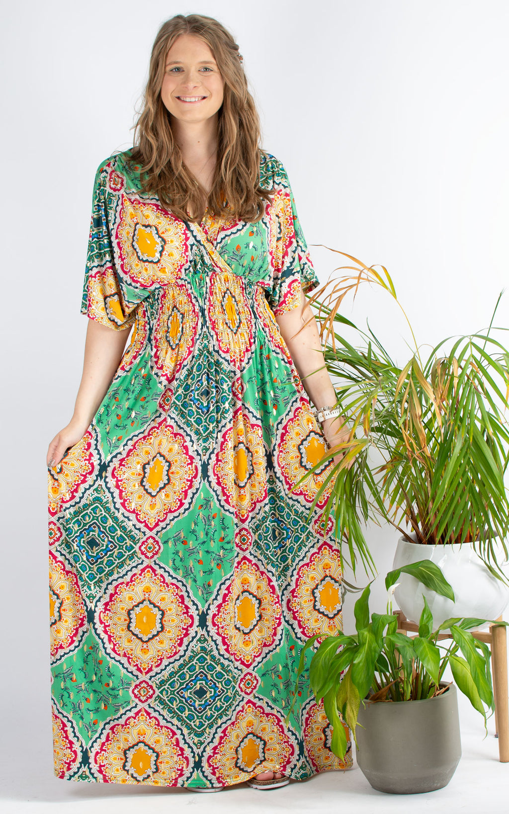 Ava Dress | Quatrefoil | Green