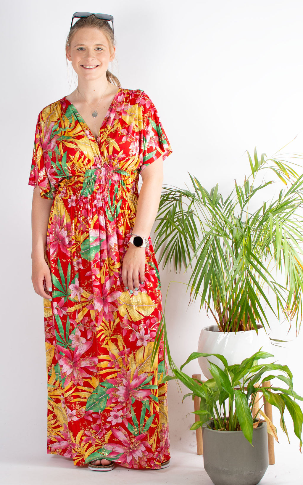 Ava Dress | Tropical Blossom | Red