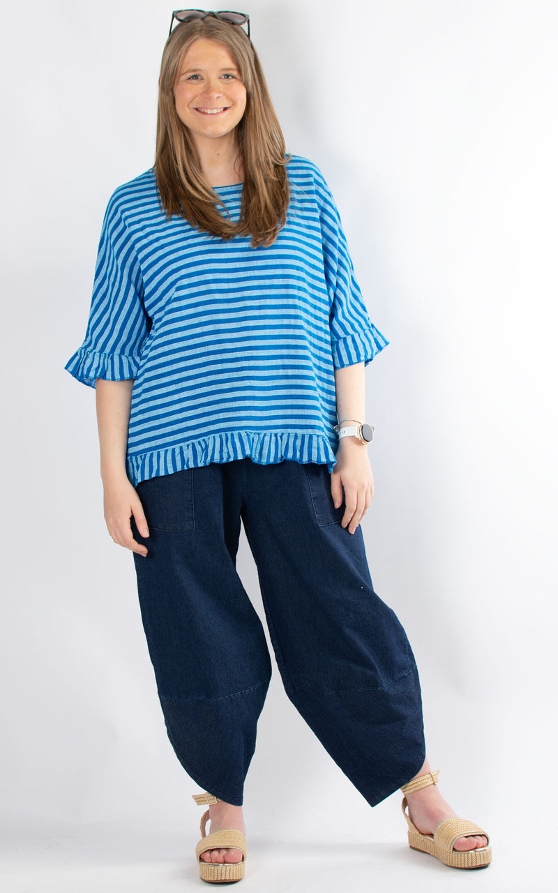 Cheesecloth Top | Stripes | Cobalt