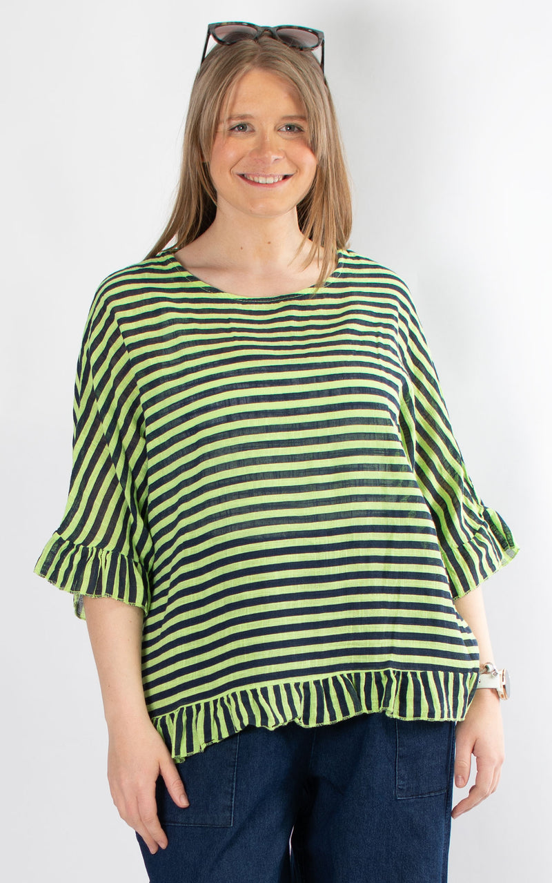 Cheesecloth Top | Stripes | Lime