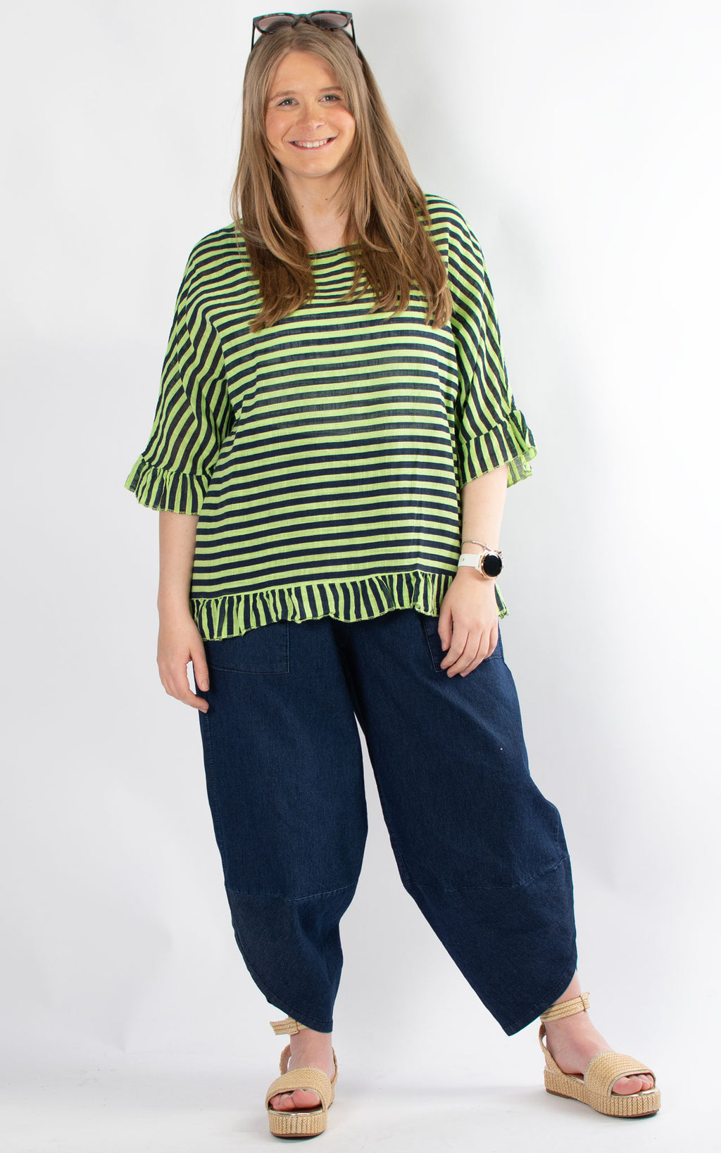 Cheesecloth Top | Stripes | Lime