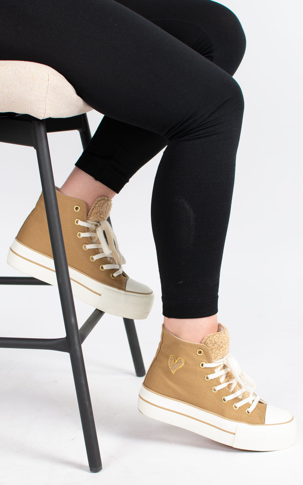 Connie Trainer | Platform High Top | Taupe