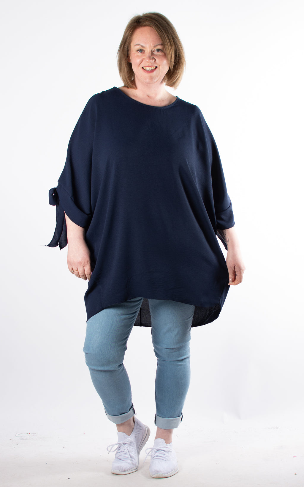 Whoopi Bow Sleeve Top | Navy