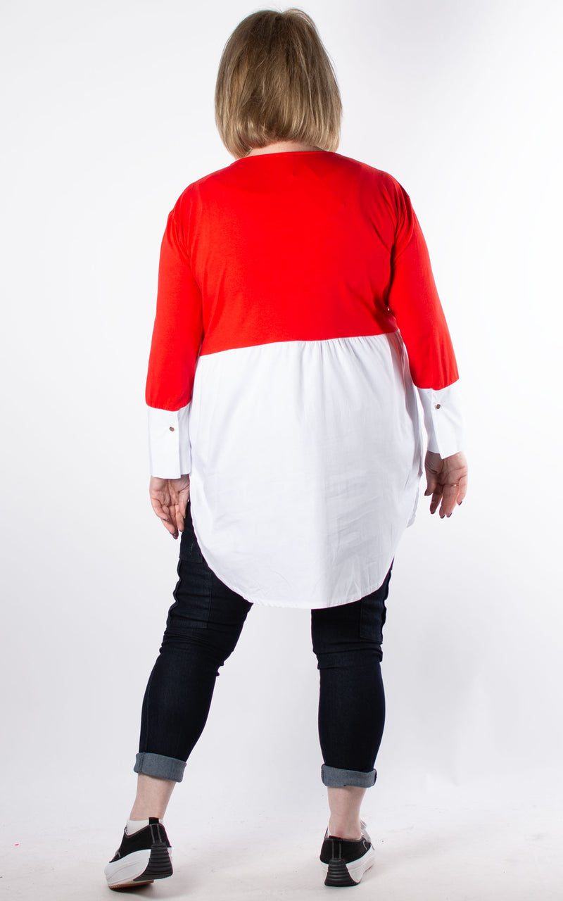 Debbie Shirt Top | Red & White