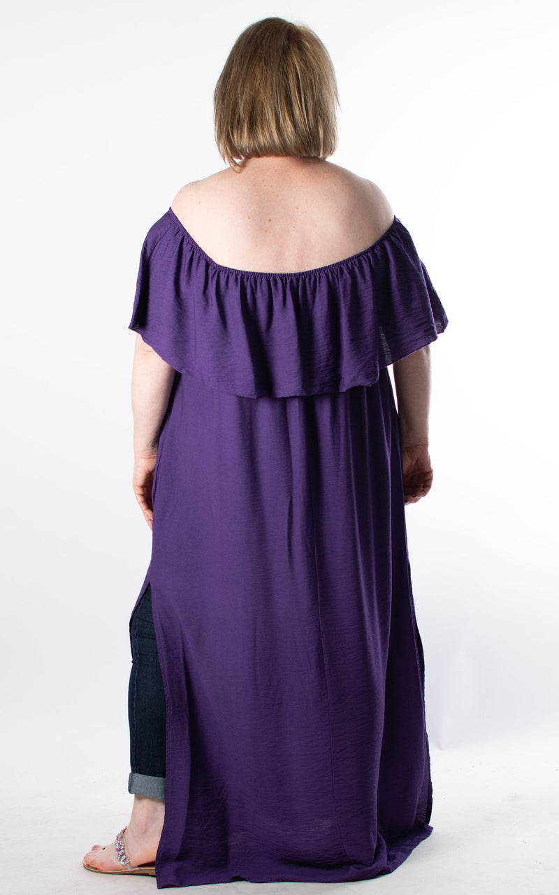 Double Split Bardot Dress | Purple