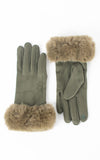 Faux Fur Gloves| Olive