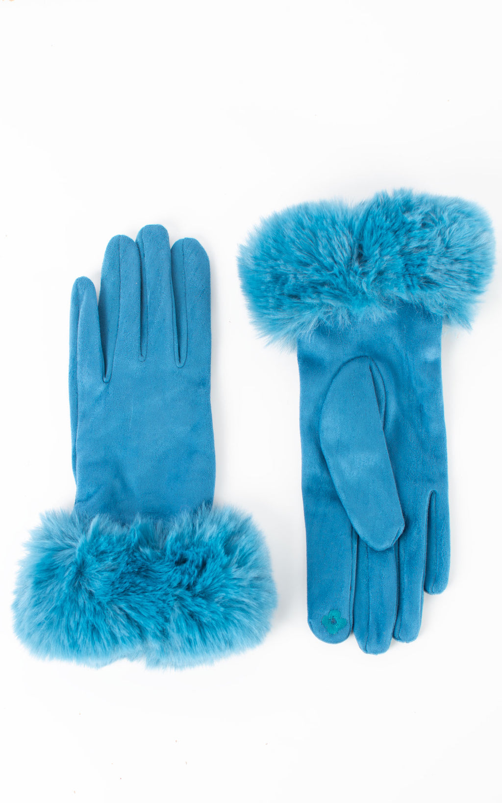 Faux Fur Gloves | Teal