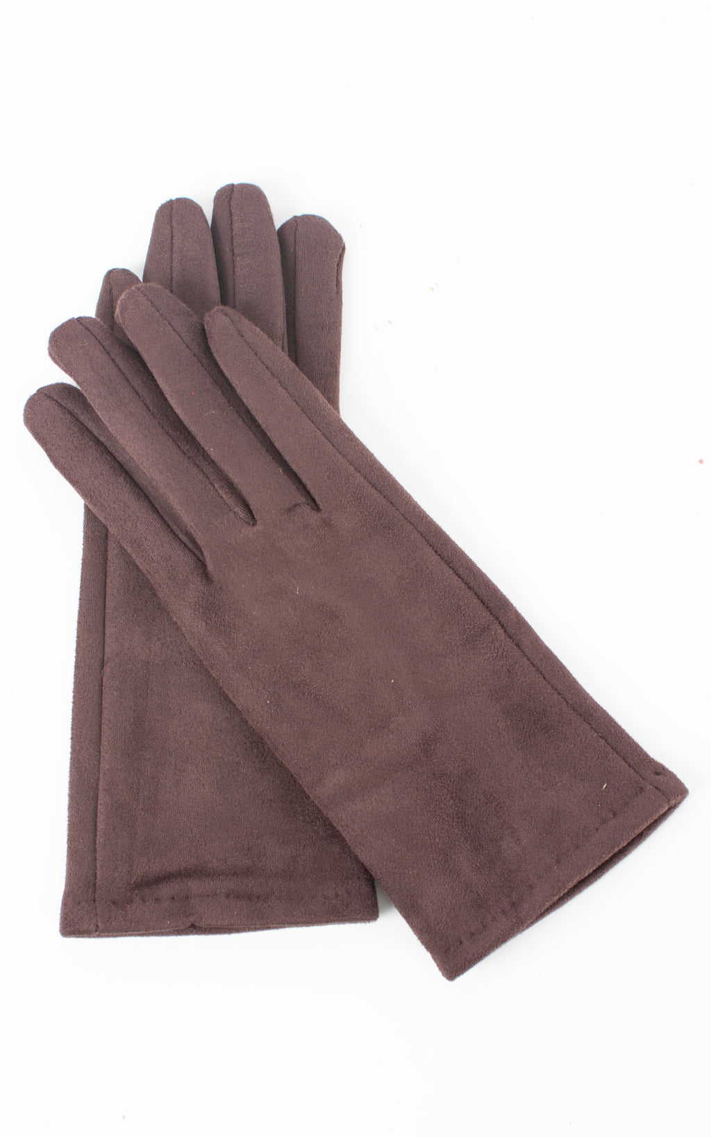Faux Suede Plain Gloves | Coffee