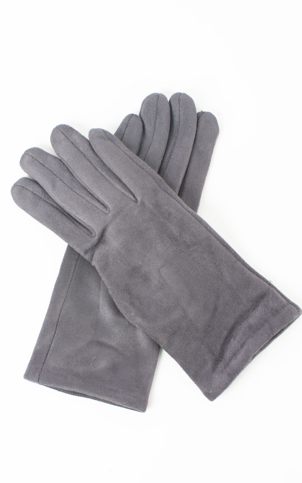 Faux Suede Plain Gloves | Dark Grey