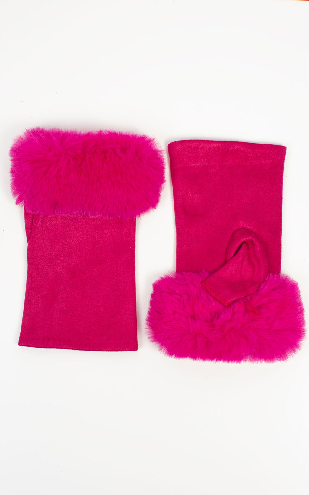 Fingerless Faux Fur Gloves |  Plum