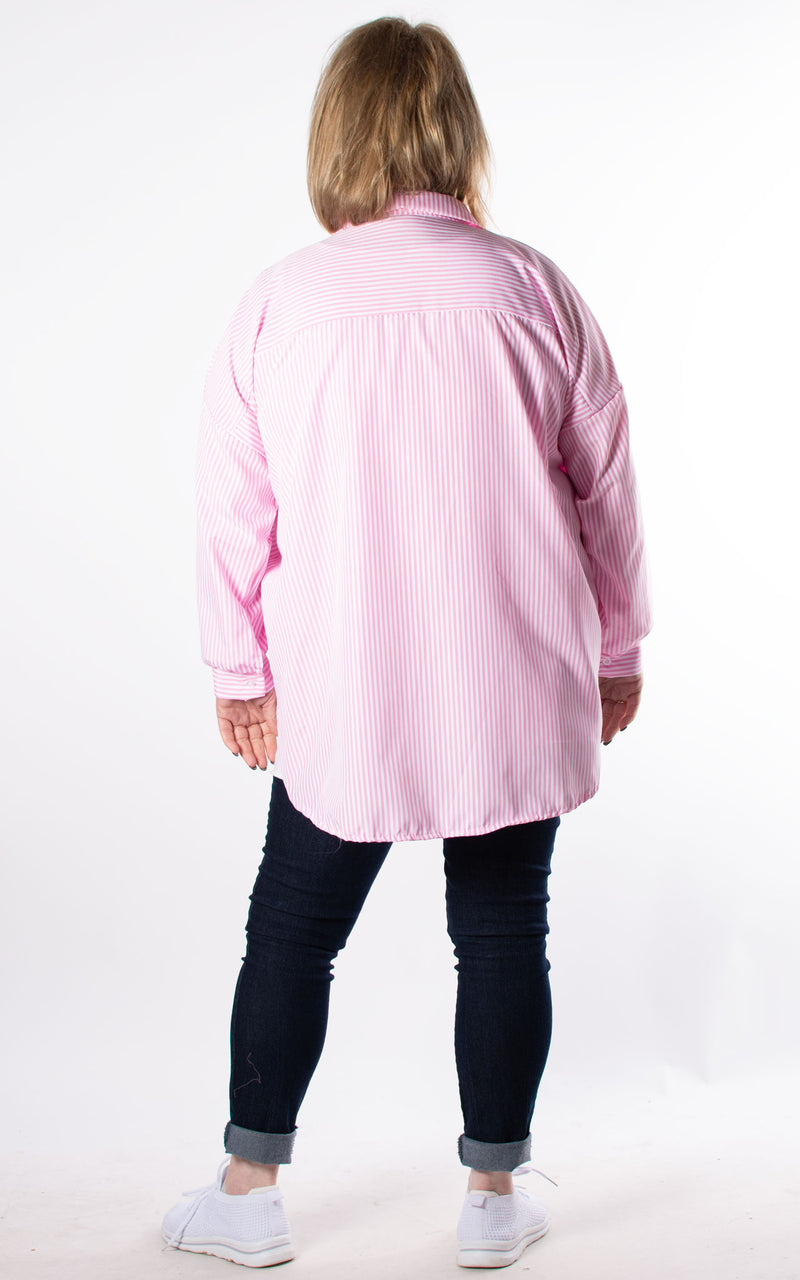 High Low Striped Shirt | Pink