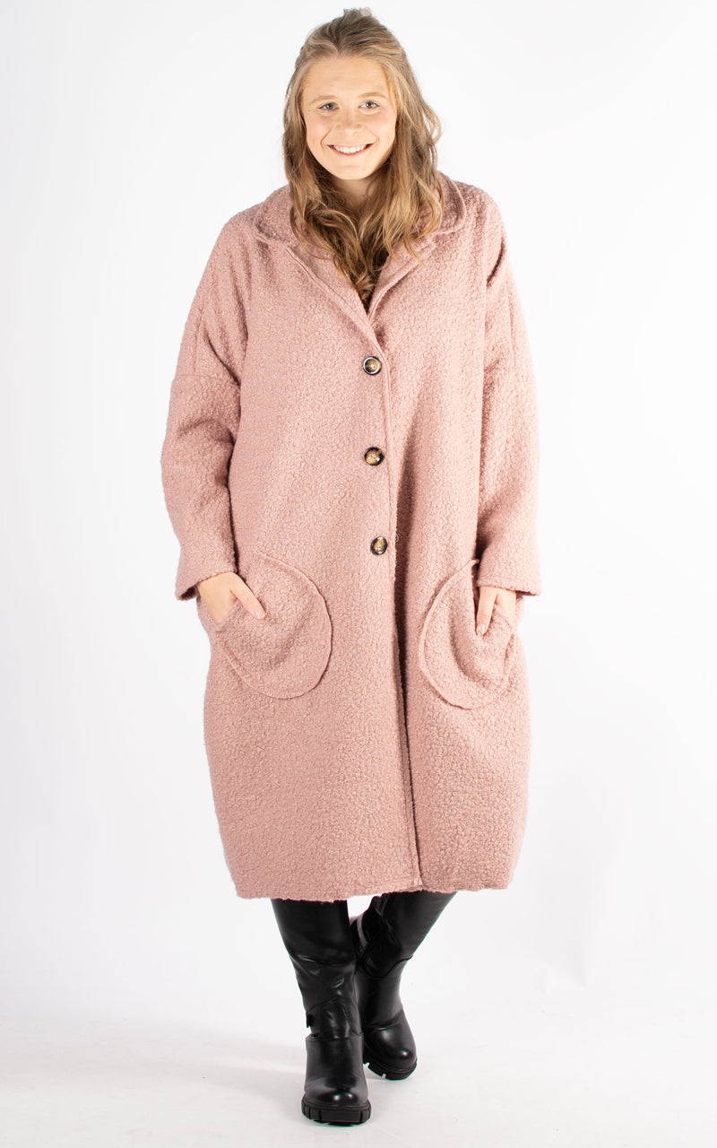 Kerry Boucle Coat | Dusky Pink