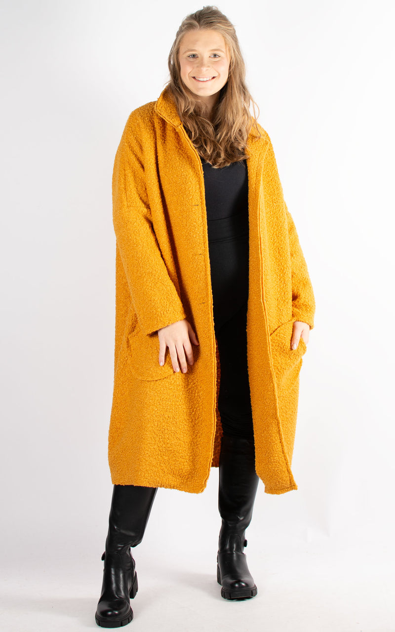 Kerry Boucle Coat | Mustard