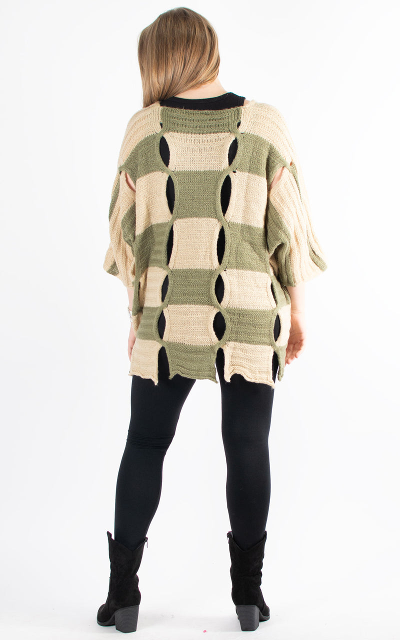 Knitwear | Chequered Shred | Khaki & Beige