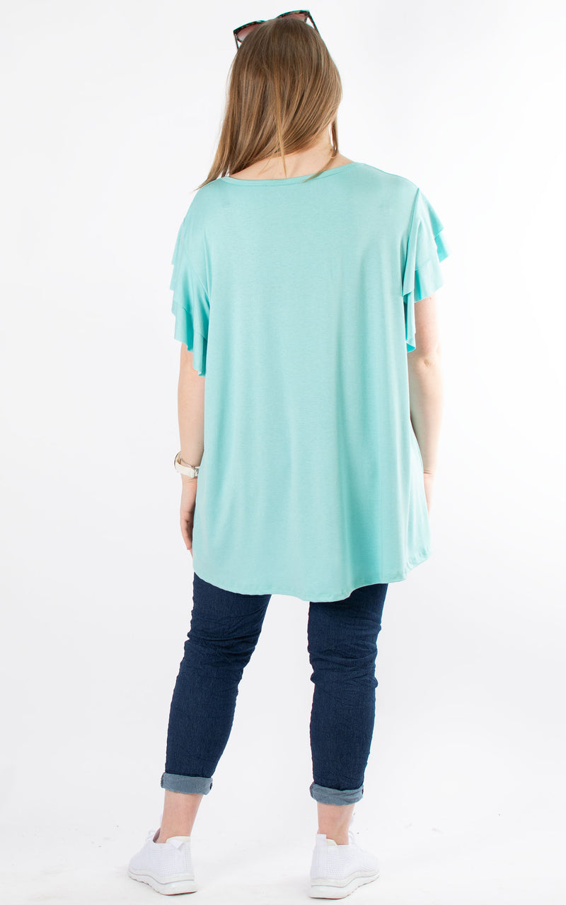 Millie Frill T-Shirt | Turquoise