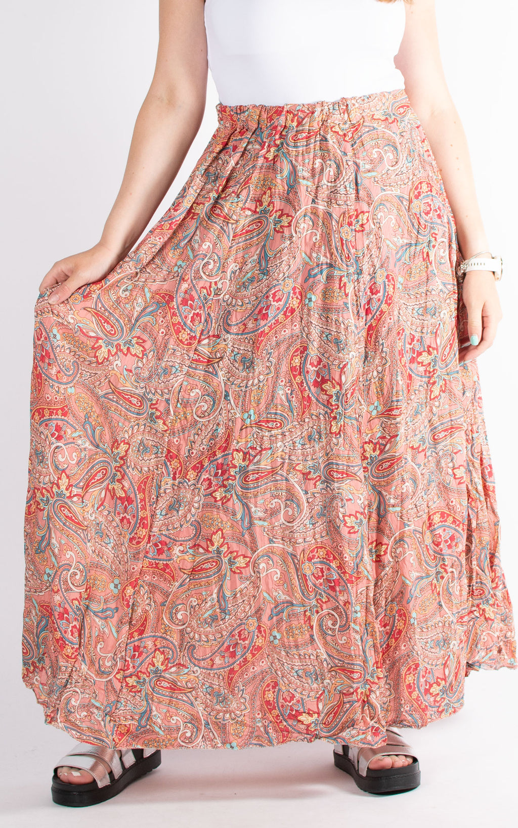 Paisley Print Skirt | Coral