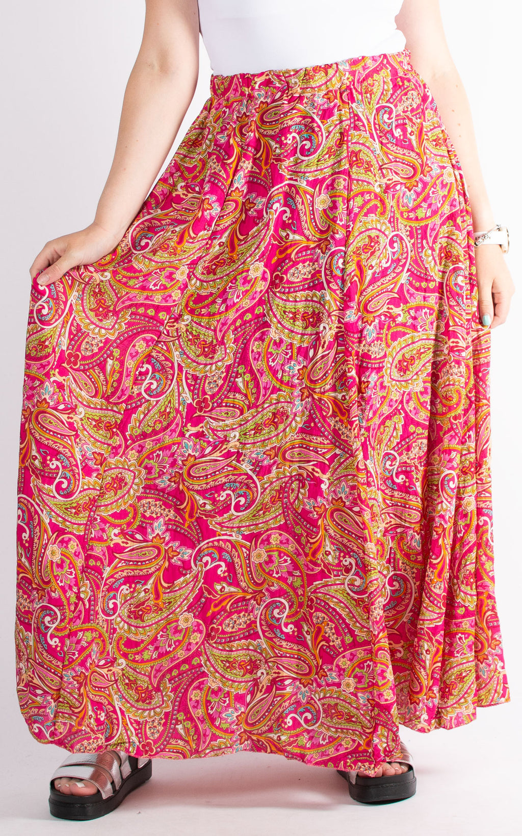Paisley Print Skirt | Hot Pink