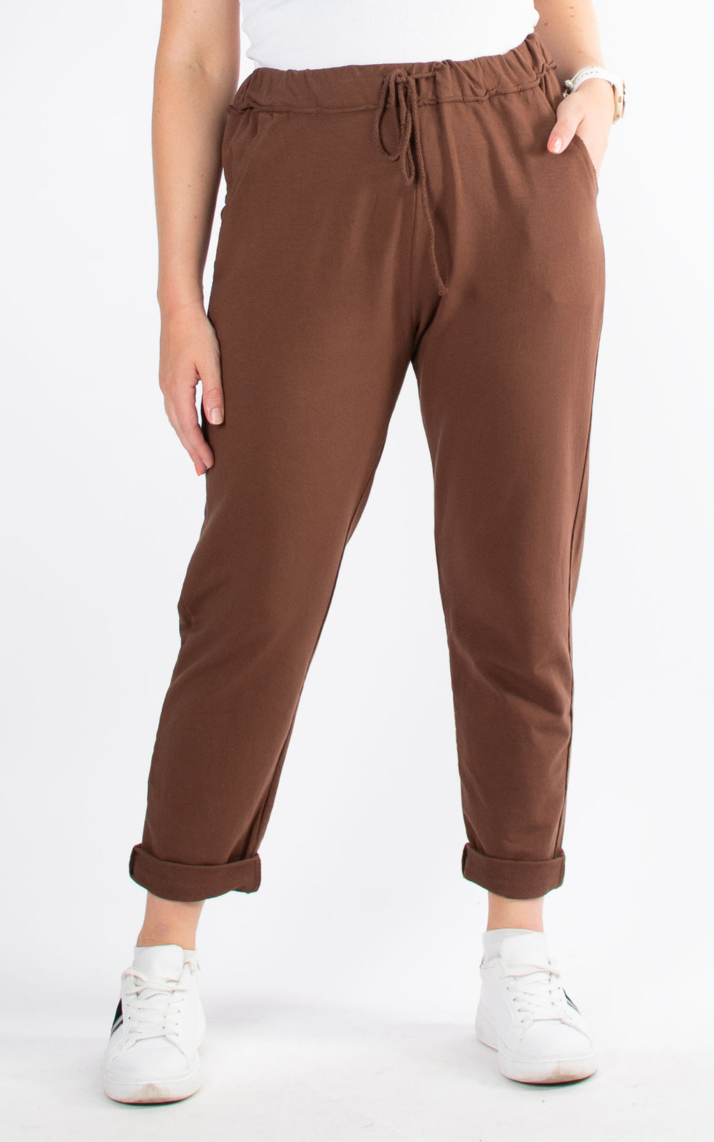 Raw Finish Details Sweat Joggers | Chocolate Brown