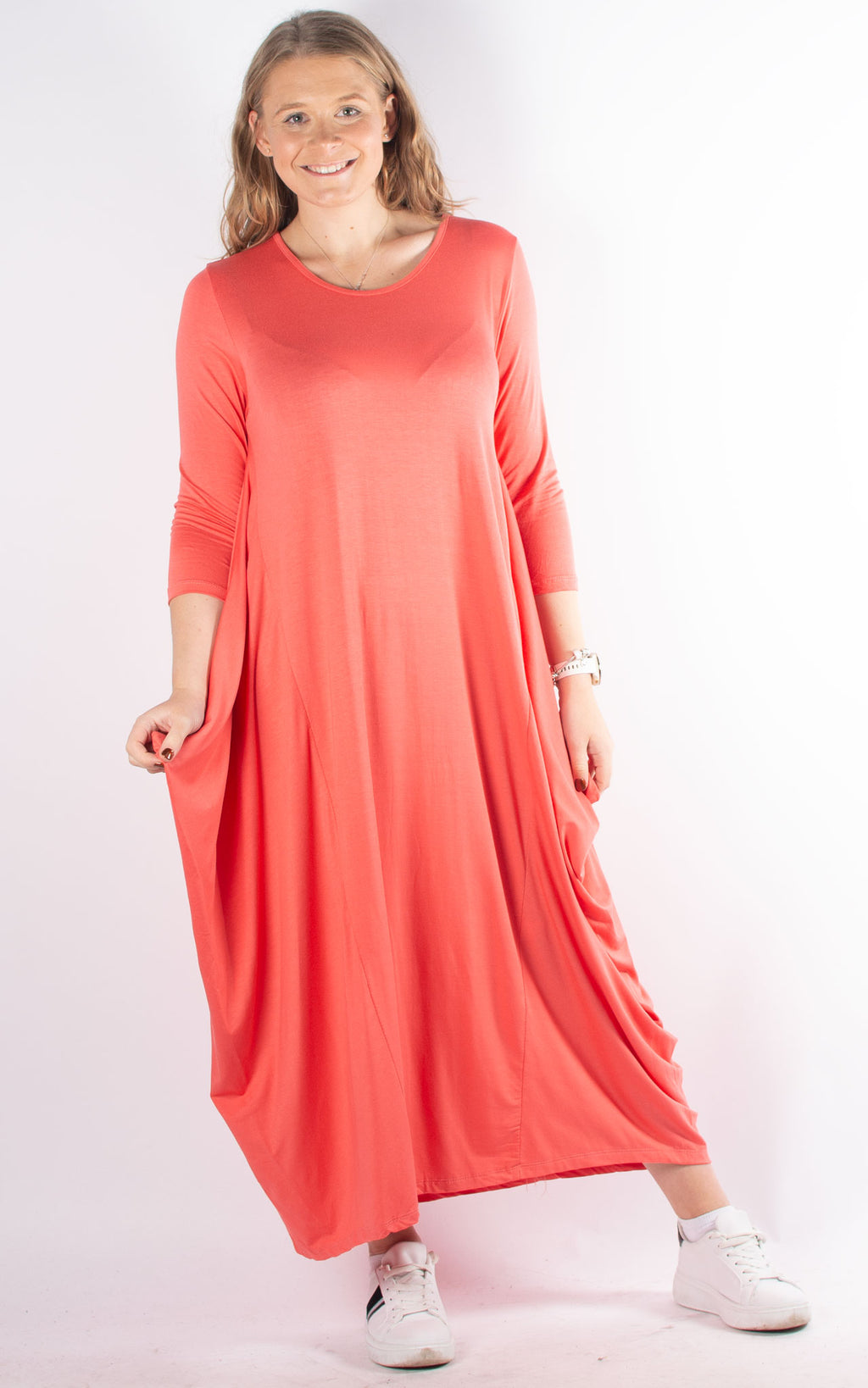 Rose Cocoon Dress | Coral