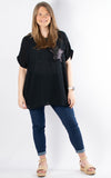 Sequin Star Cheesecloth Top | Black