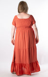 Silk Bottom Shirred Maxi Dress | Burnt Orange
