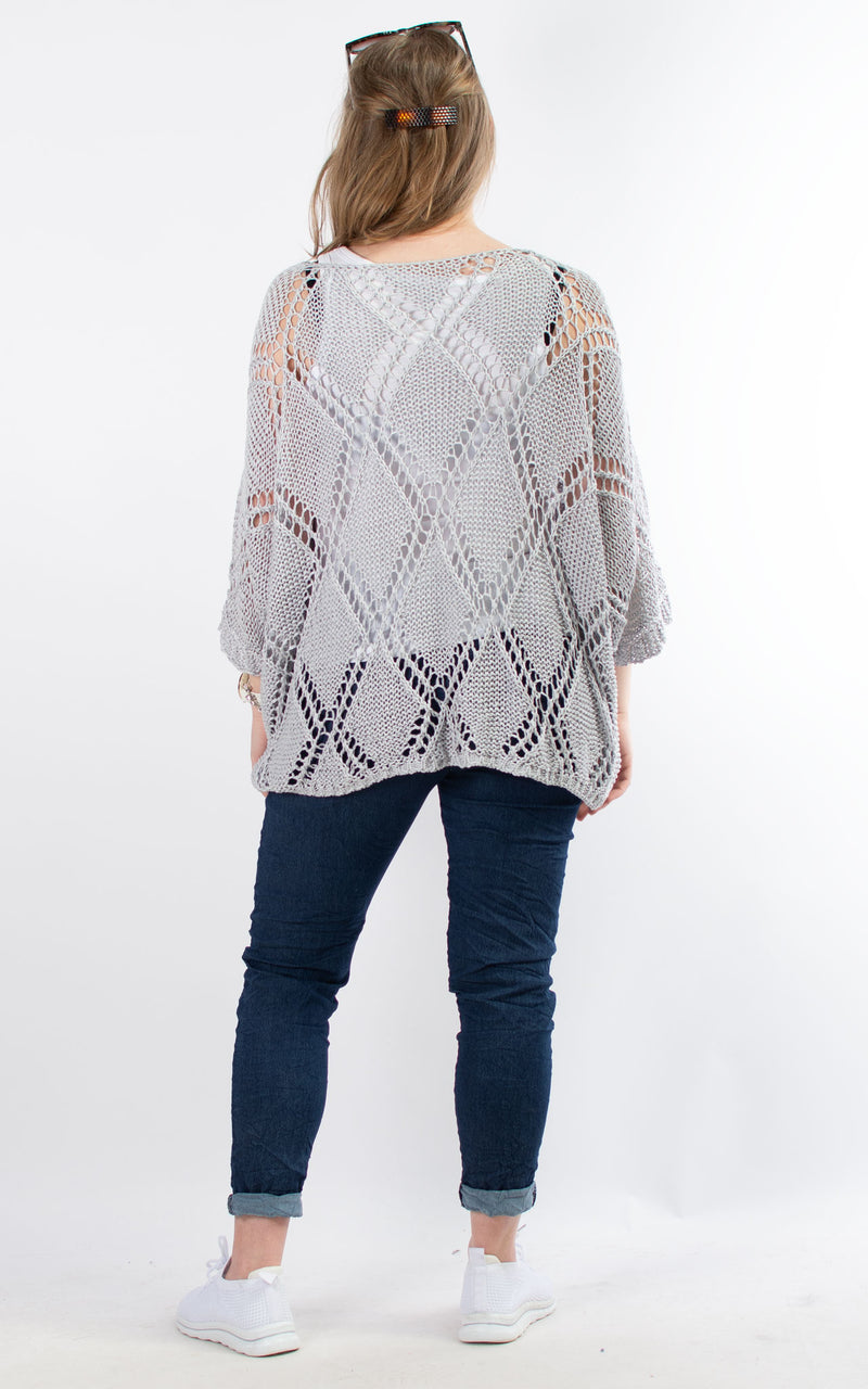 Tatiana Crochet Top | Light Grey