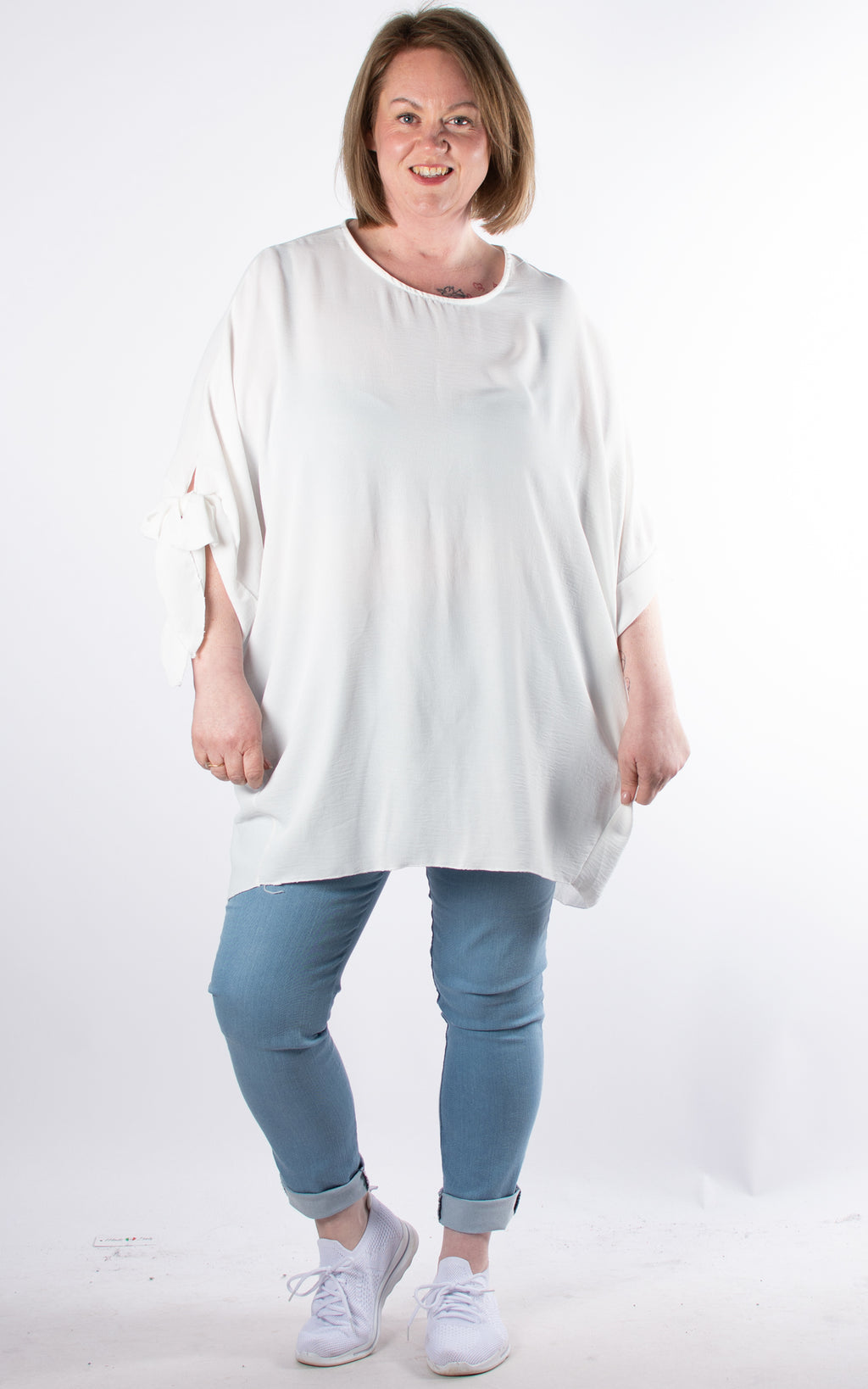Whoopi Bow Sleeve Top | Winter White