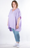 Whoopi Button V-neck Top | Lilac