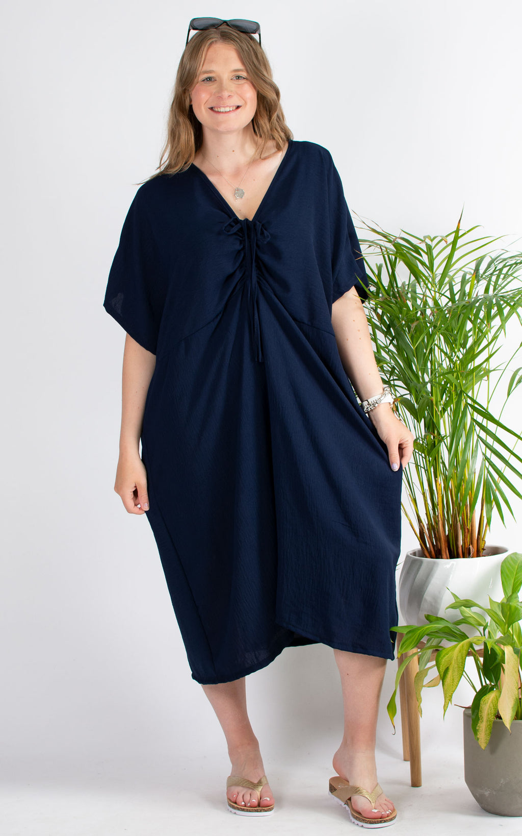Whoopi Ruched Front Dress | Navy