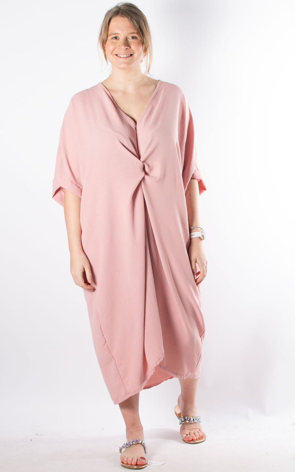 Whoopi V-neck Dress | Dusky Pink