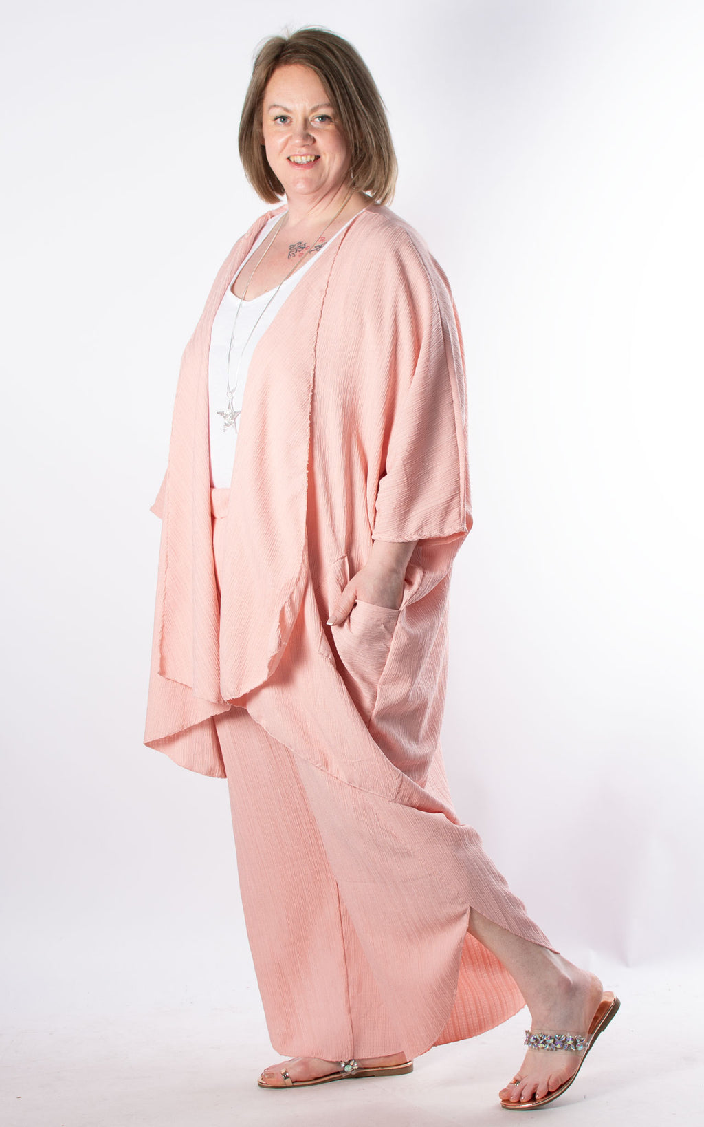 Zara Split Trouser Set | Dusky Pink