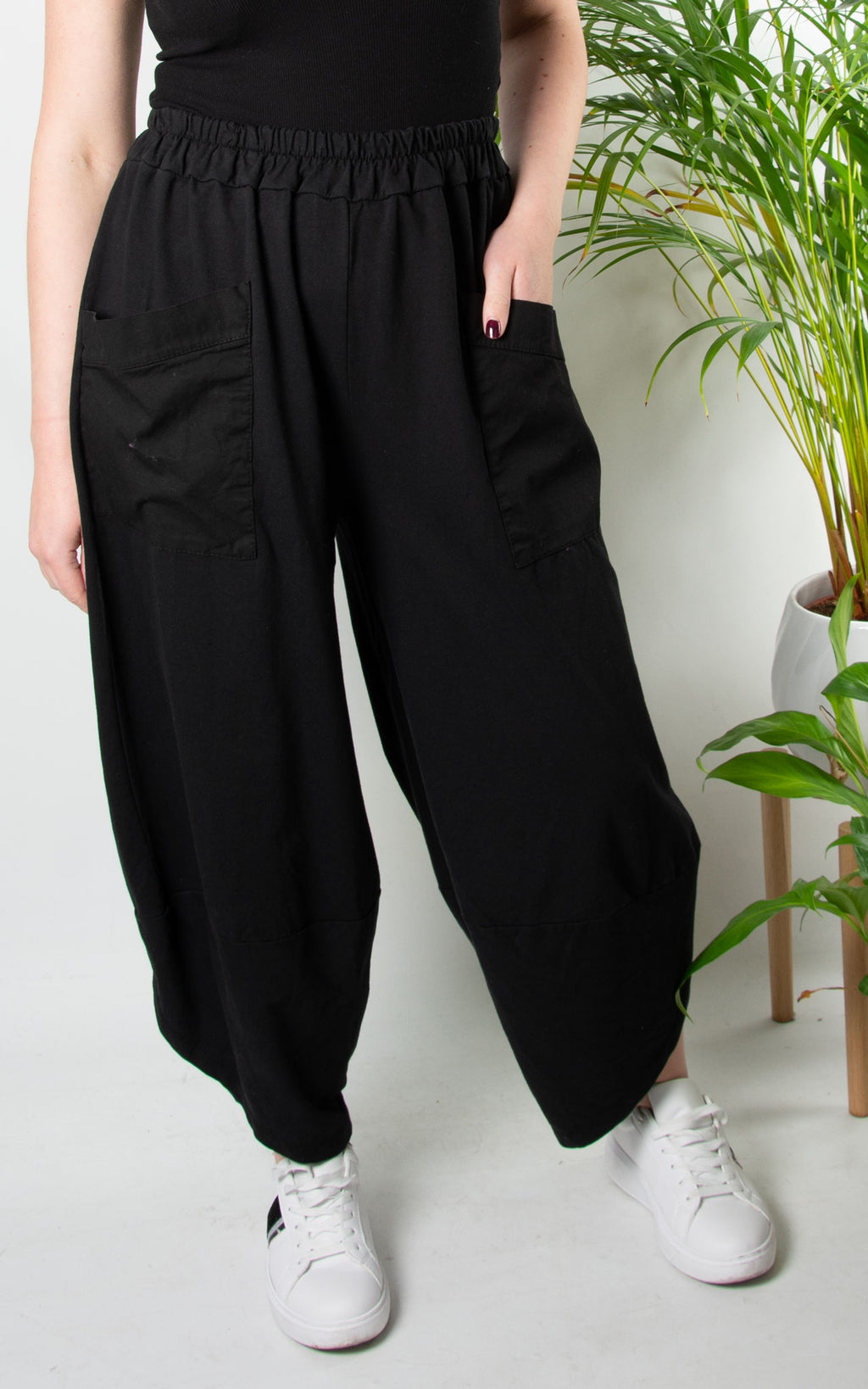 Wide Leg Sweat Pocket Trouser | Black