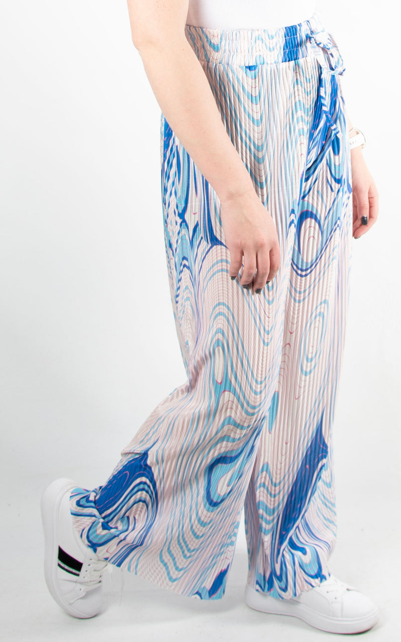 Wide Leg Swirl Trousers | White